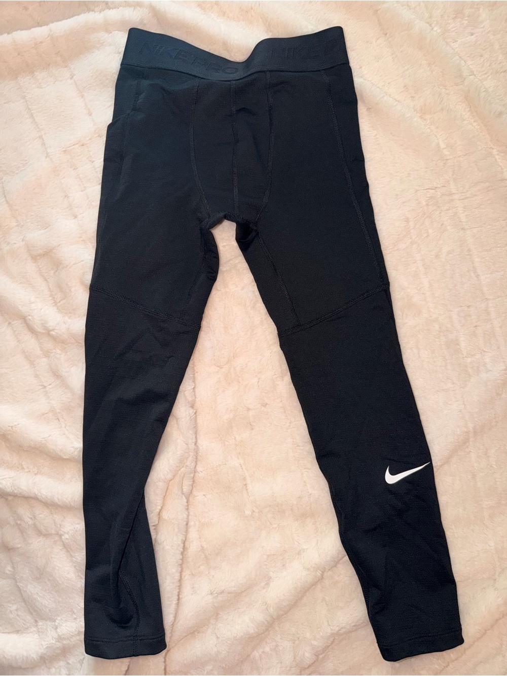 Nike Black Girls' Athletic Leggings with White Swoosh